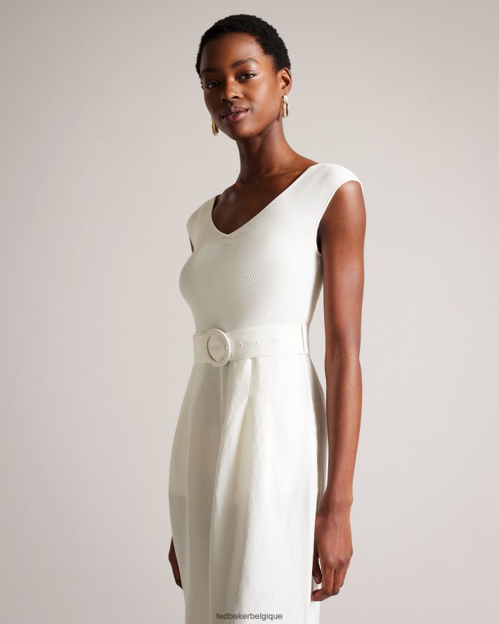 être Ted Baker femmes Tabbiaa - Combinaison large à corsage en maille blanc FR8J42189 vêtements