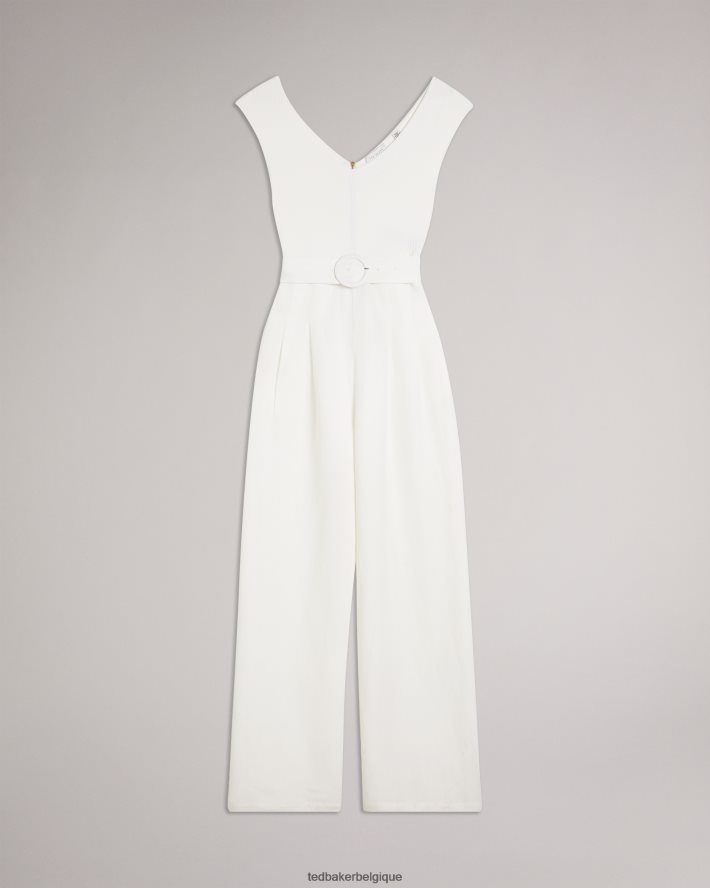 être Ted Baker femmes Tabbiaa - Combinaison large à corsage en maille blanc FR8J42189 vêtements