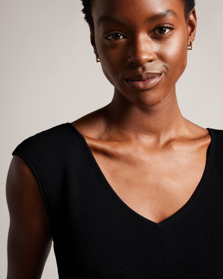 être Ted Baker femmes Tabbiaa - Combinaison large à corsage en maille noir FR8J4232 vêtements