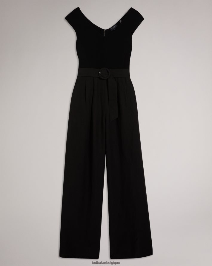 être Ted Baker femmes Tabbiaa - Combinaison large à corsage en maille noir FR8J4232 vêtements