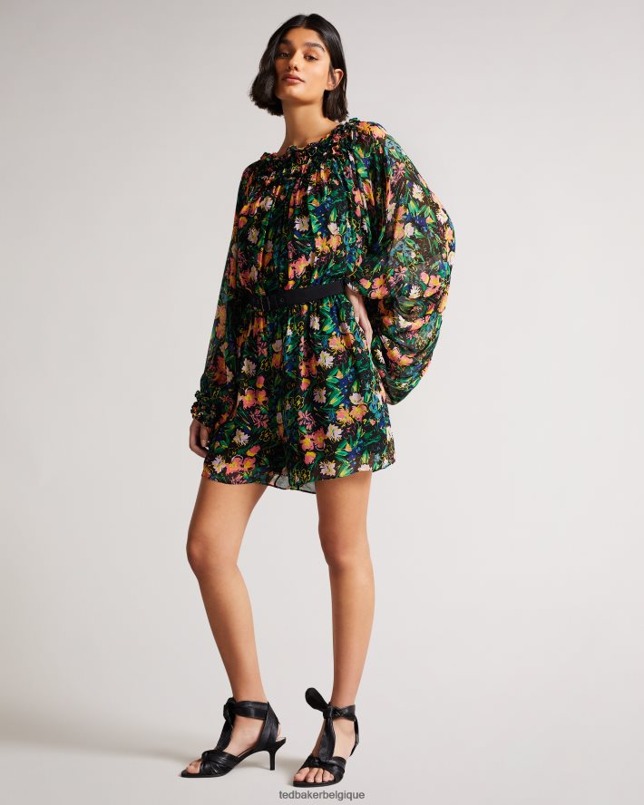 être Ted Baker femmes combishort Verine avec manche de blouson exagérée noir FR8J42618 vêtements