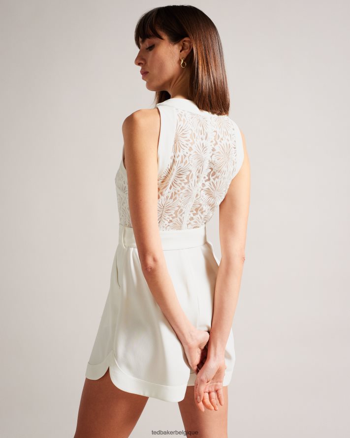 être Ted Baker femmes combishort finliee sans manches avec ceinture blanc FR8J42219 vêtements
