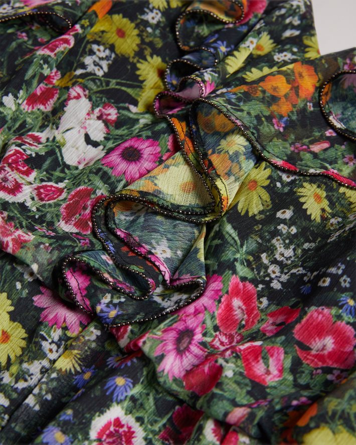 être Ted Baker femmes priyahh - combishort à volants et épaules dénudées noir FR8J42227 vêtements