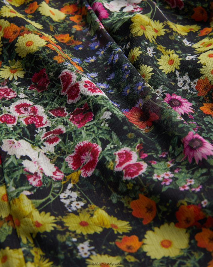 être Ted Baker femmes priyahh - combishort à volants et épaules dénudées noir FR8J42227 vêtements