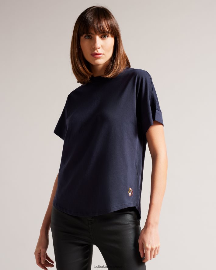 être Ted Baker femmes erisana t-shirt à manches pour adultes coupe facile marine FR8J42491 vêtements