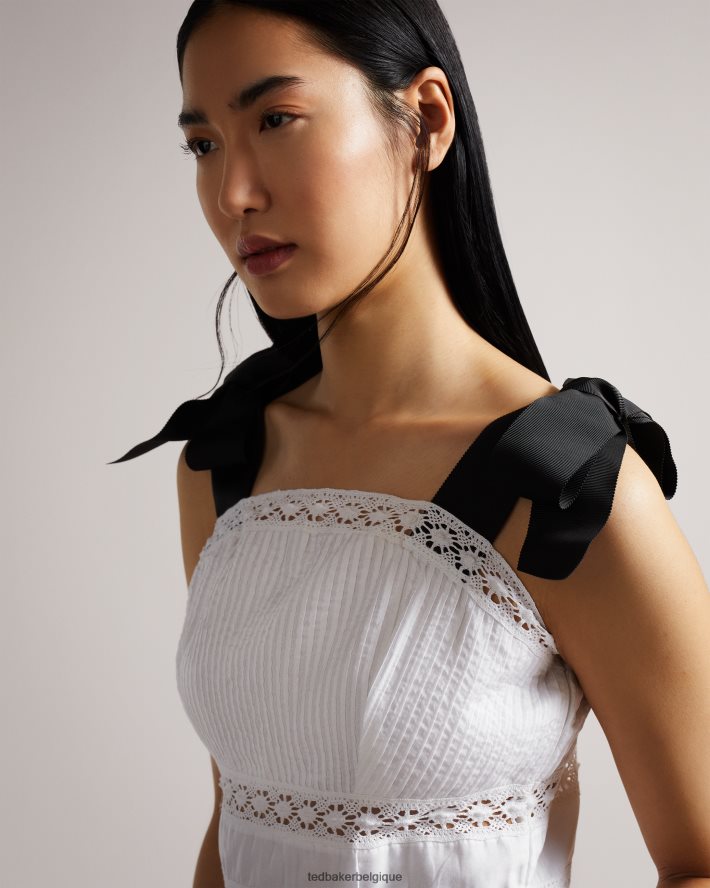 être Ted Baker femmes haut à basque avec empiècement en dentelle Pietri et bretelles en gros-grain blanc FR8J42540 vêtements