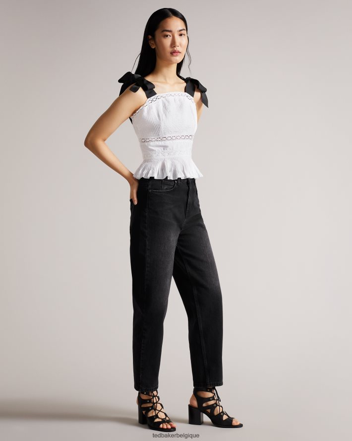 être Ted Baker femmes haut à basque avec empiècement en dentelle Pietri et bretelles en gros-grain blanc FR8J42540 vêtements