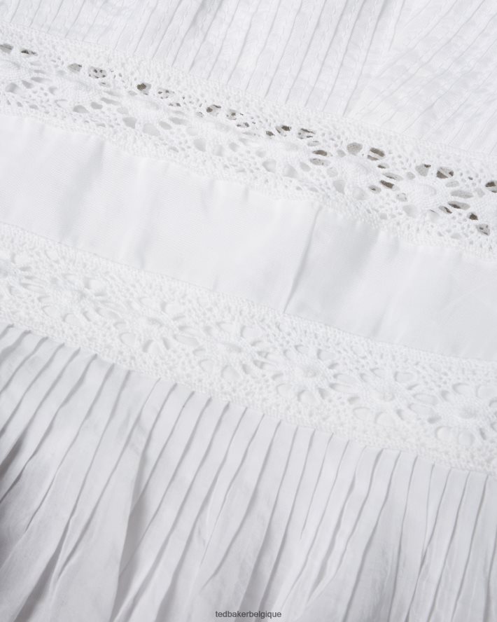 être Ted Baker femmes haut à basque avec empiècement en dentelle Pietri et bretelles en gros-grain blanc FR8J42540 vêtements