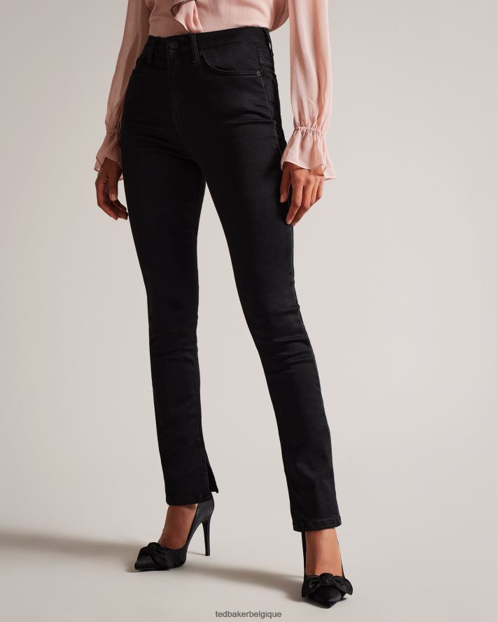 être Ted Baker femmes jean anetaa finition satinée avec ourlet fendu noir FR8J42106 vêtements