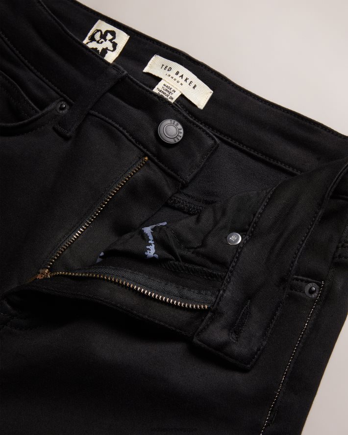 être Ted Baker femmes jean anetaa finition satinée avec ourlet fendu noir FR8J42106 vêtements