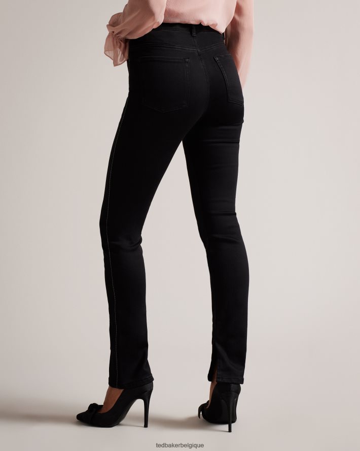 être Ted Baker femmes jean anetaa finition satinée avec ourlet fendu noir FR8J42106 vêtements