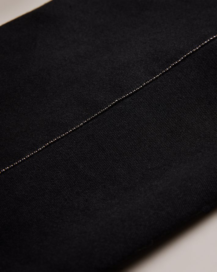 être Ted Baker femmes jean anetaa finition satinée avec ourlet fendu noir FR8J42106 vêtements