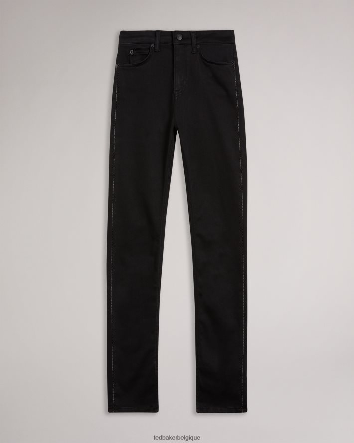 être Ted Baker femmes jean anetaa finition satinée avec ourlet fendu noir FR8J42106 vêtements