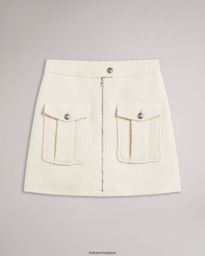 être Ted Baker femmes Cremlas - Mini-jupe zippée avec poches plaquées Ivoire FR8J42451 vêtements