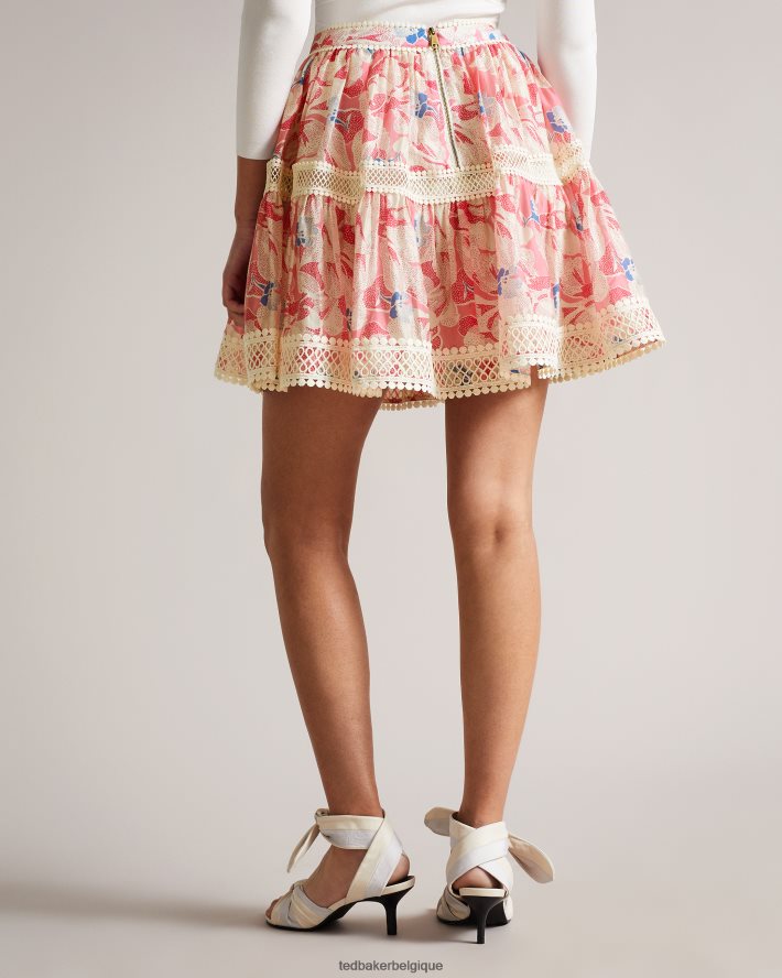 être Ted Baker femmes Mini-jupe ample Tabita avec ruban en dentelle rose moyen FR8J42613 vêtements