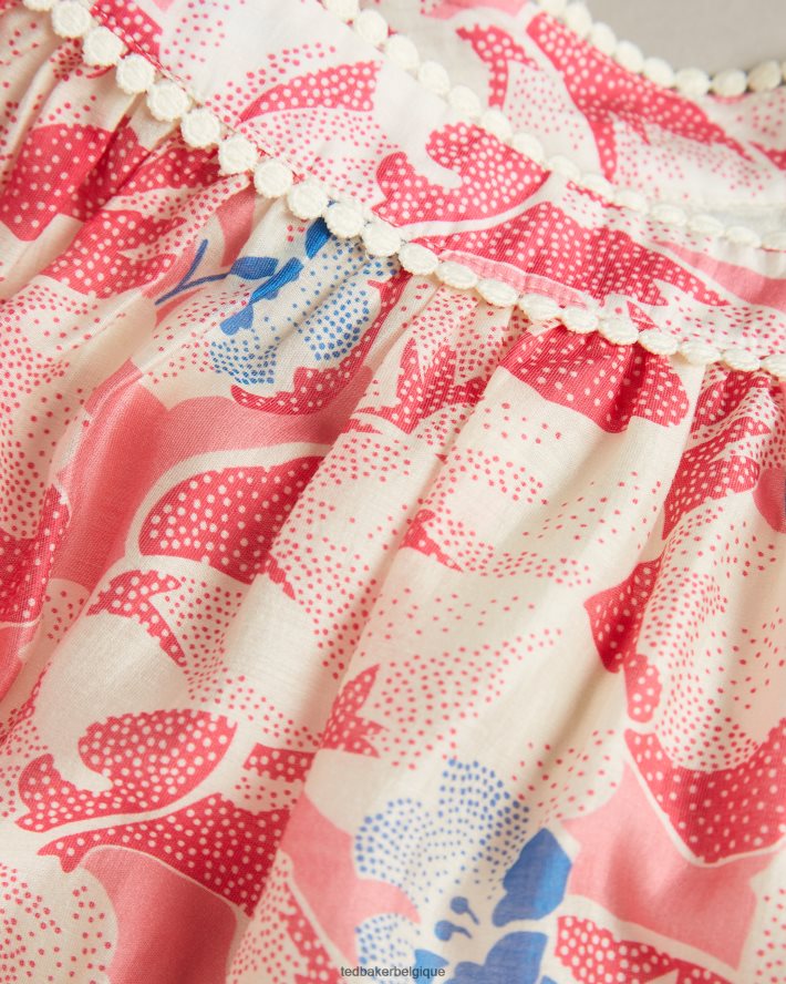 être Ted Baker femmes Mini-jupe ample Tabita avec ruban en dentelle rose moyen FR8J42613 vêtements