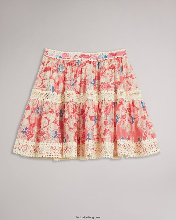 être Ted Baker femmes Mini-jupe ample Tabita avec ruban en dentelle rose moyen FR8J42613 vêtements