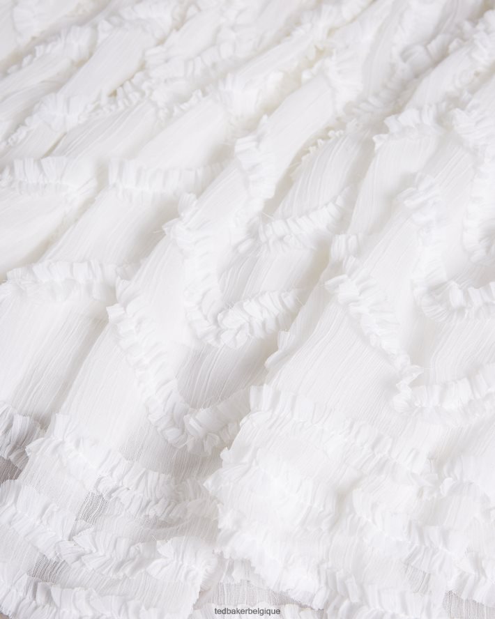 être Ted Baker femmes Mini-jupe ample à moitié avec détail de micro volants blanc FR8J42631 vêtements