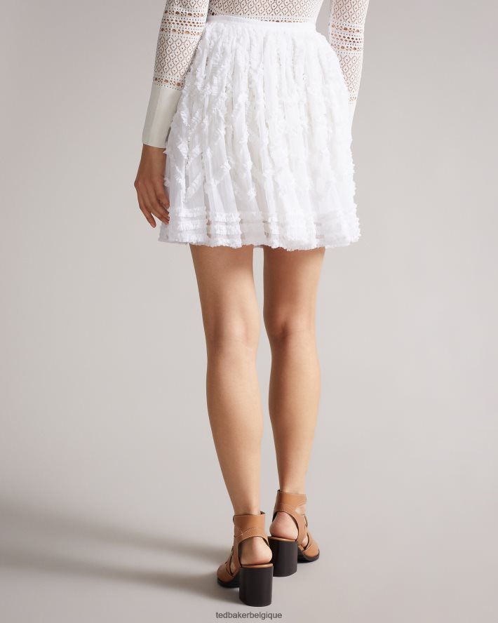 être Ted Baker femmes Mini-jupe ample à moitié avec détail de micro volants blanc FR8J42631 vêtements