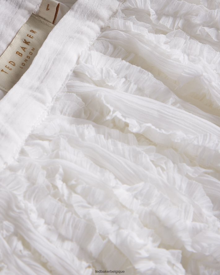 être Ted Baker femmes Mini-jupe ample à moitié avec détail de micro volants blanc FR8J42631 vêtements