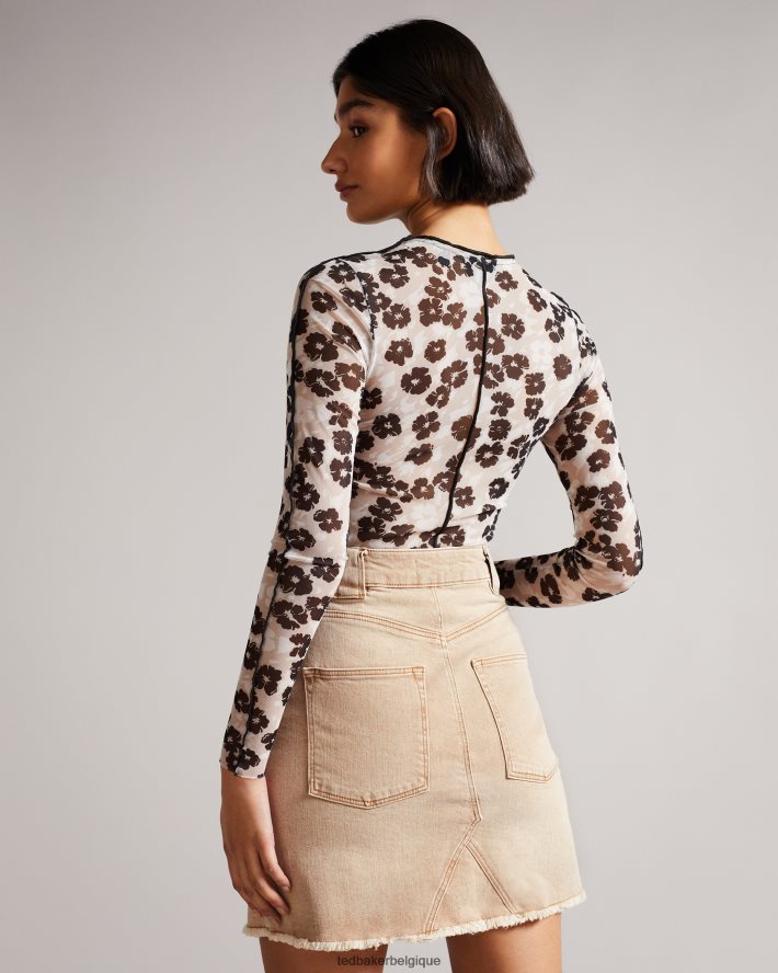 être Ted Baker femmes Ravima - Mini-jupe en jean à ourlet brut chameau FR8J42633 vêtements