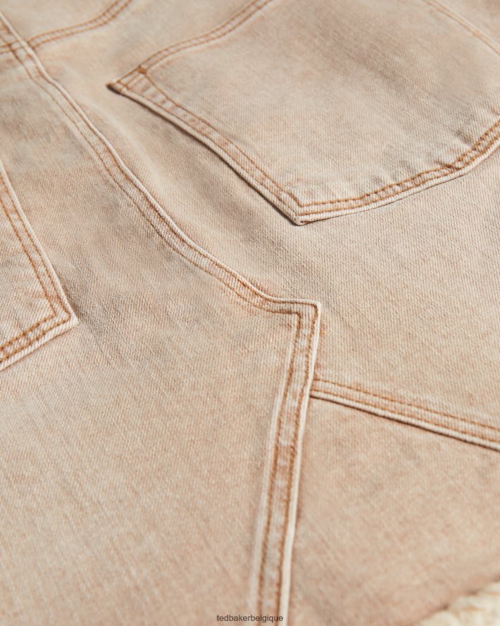 être Ted Baker femmes Ravima - Mini-jupe en jean à ourlet brut chameau FR8J42633 vêtements