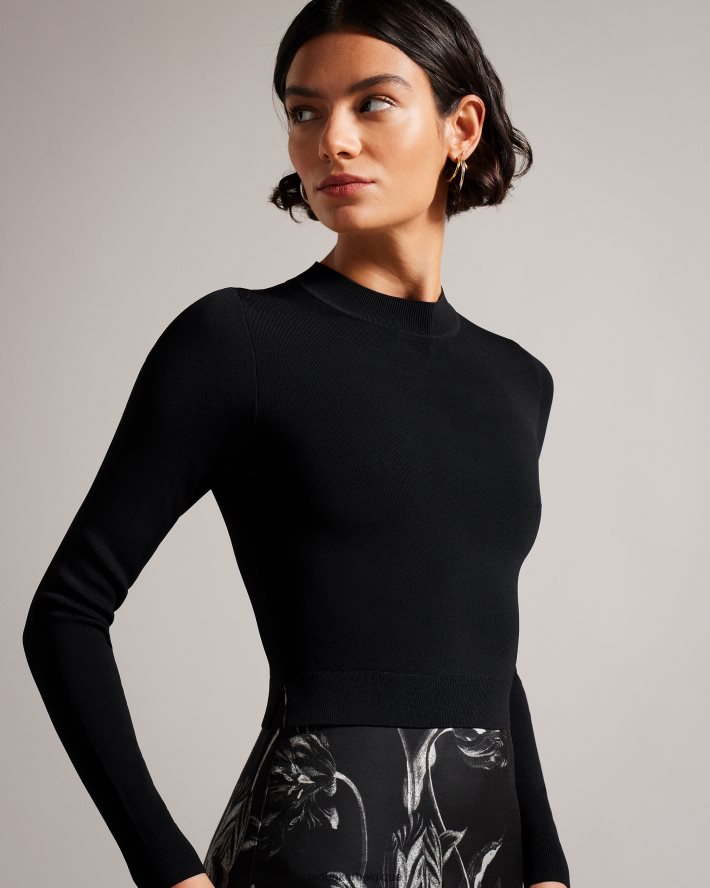être Ted Baker femmes alettaa - robe jupe nuisette à corsage en tricot noir FR8J4263 vêtements
