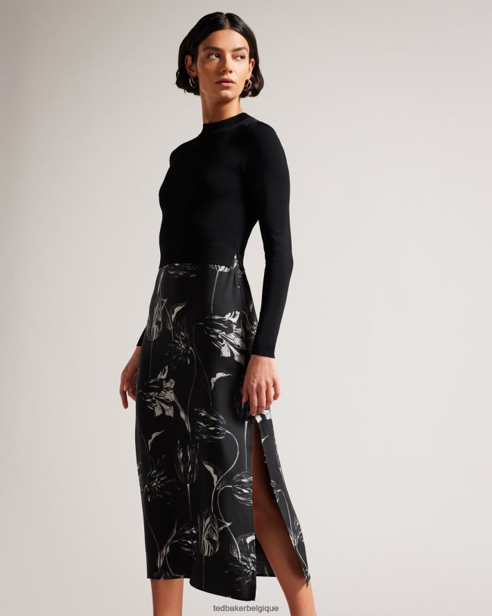 être Ted Baker femmes alettaa - robe jupe nuisette à corsage en tricot noir FR8J4263 vêtements