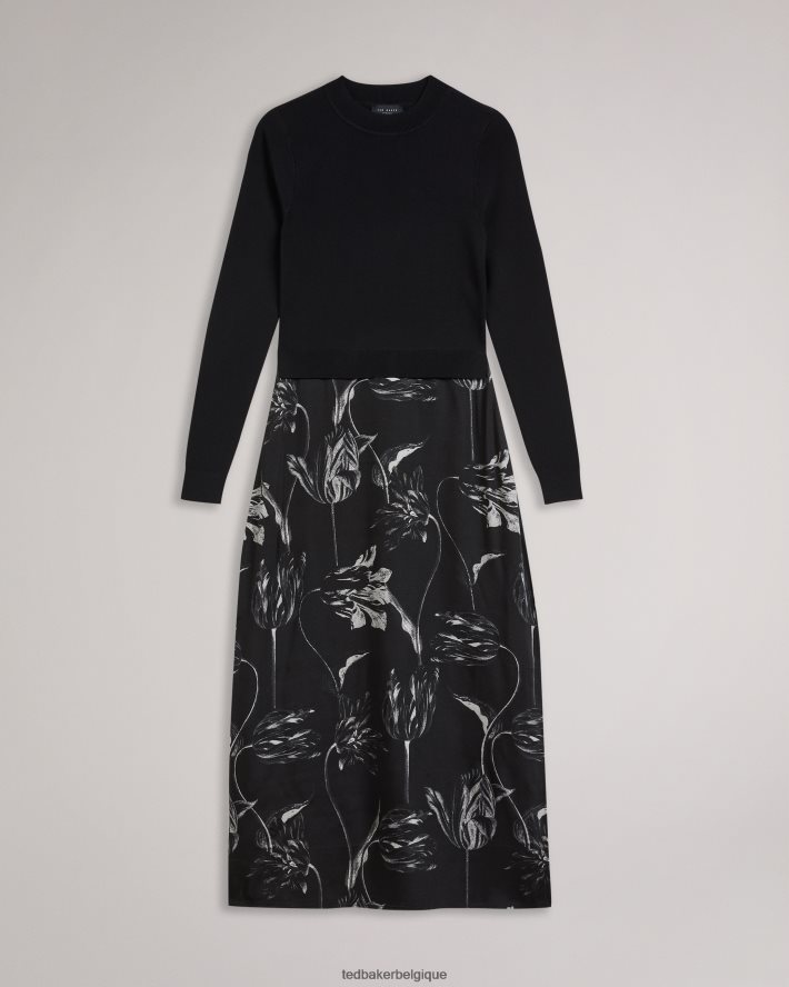 être Ted Baker femmes alettaa - robe jupe nuisette à corsage en tricot noir FR8J4263 vêtements