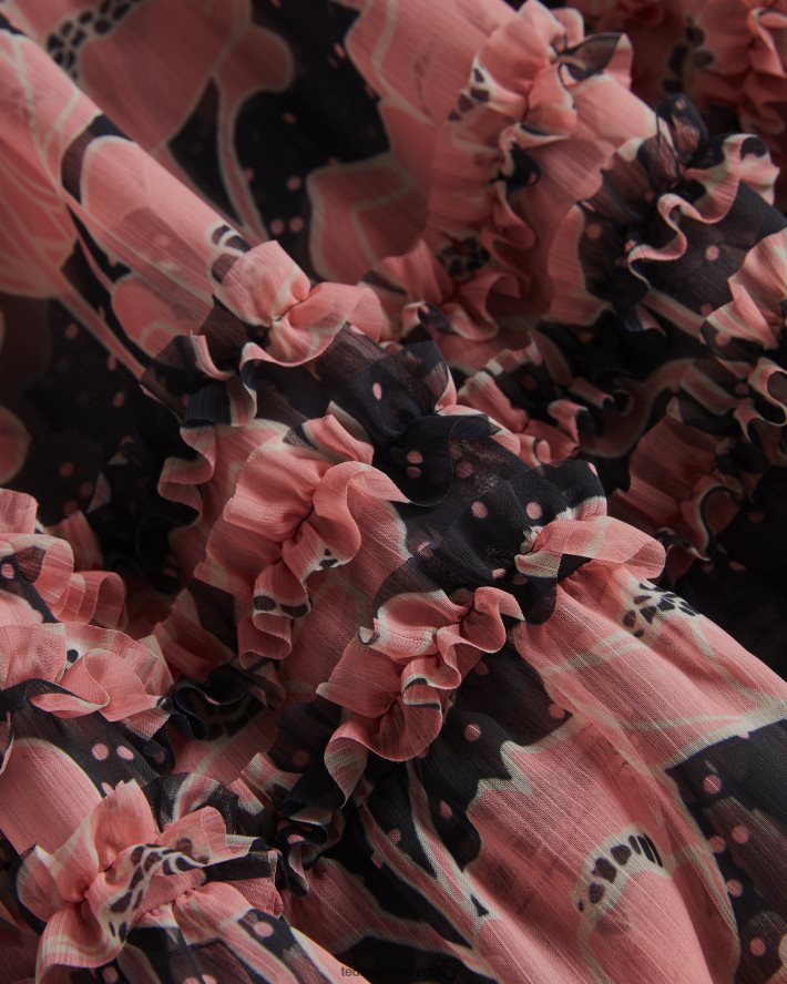 être Ted Baker femmes allesaa - jupe longue à volants noir FR8J42247 vêtements