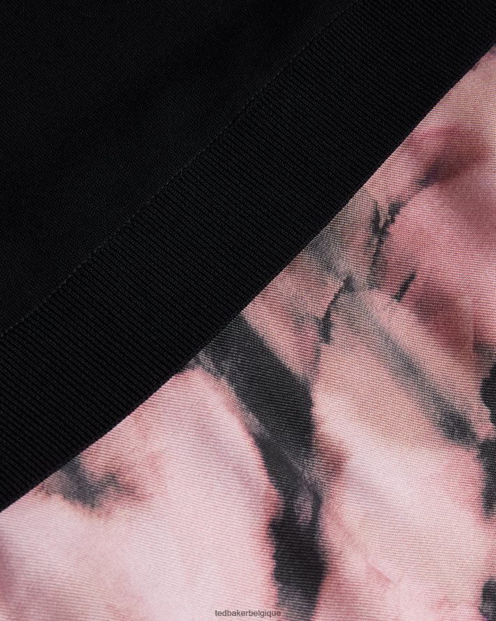 être Ted Baker femmes elliha - robe moqueuse sans manches avec jupe nuisette à fleurs noir FR8J42328 vêtements