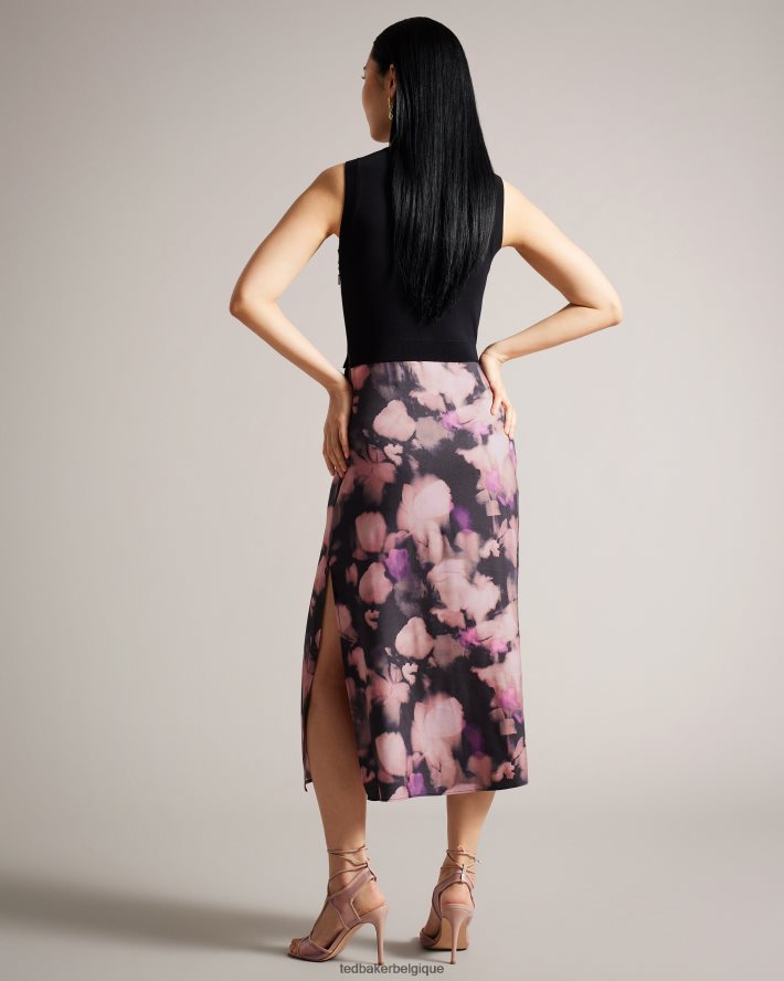 être Ted Baker femmes elliha - robe moqueuse sans manches avec jupe nuisette à fleurs noir FR8J42328 vêtements