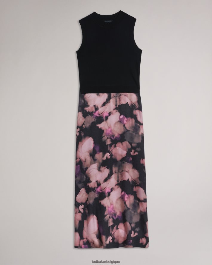 être Ted Baker femmes elliha - robe moqueuse sans manches avec jupe nuisette à fleurs noir FR8J42328 vêtements