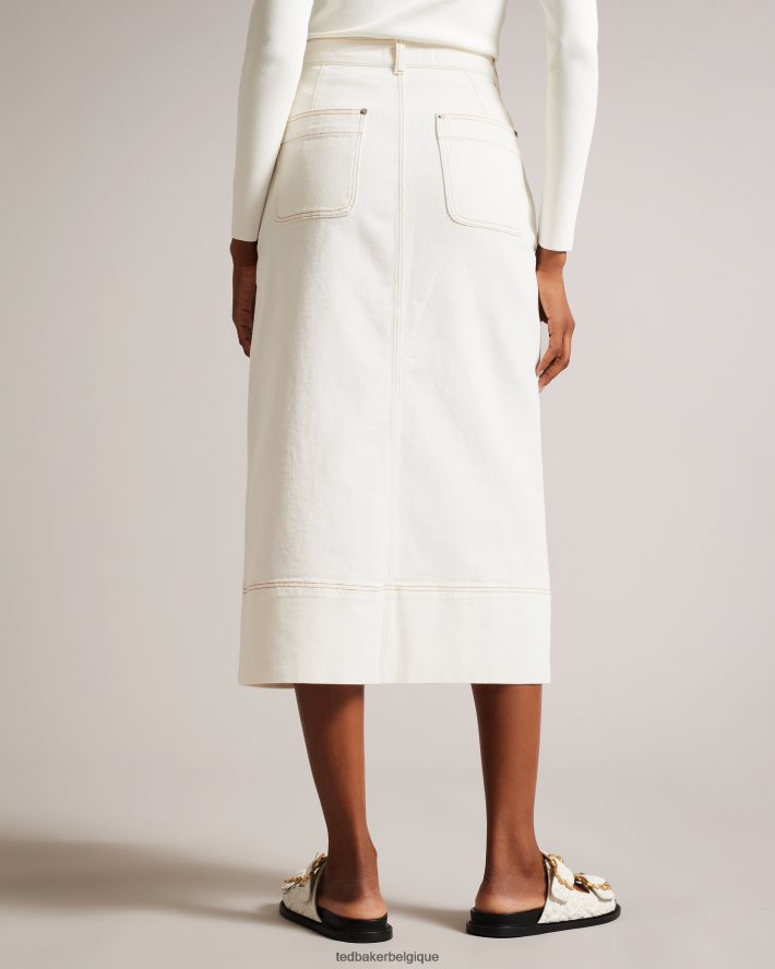 être Ted Baker femmes jomana jupe crayon mi-longue en jean Ivoire FR8J42136 vêtements