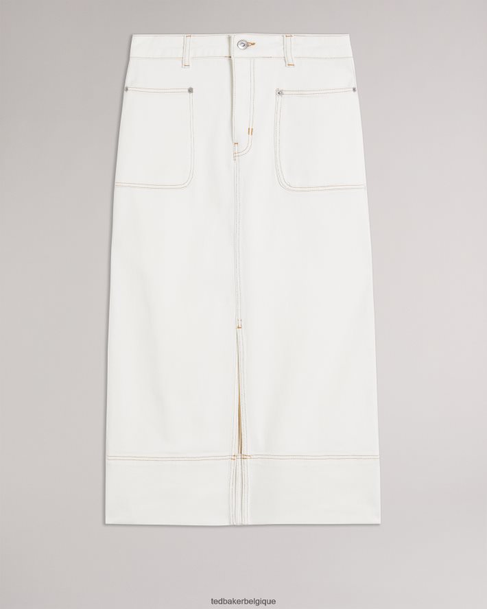 être Ted Baker femmes jomana jupe crayon mi-longue en jean Ivoire FR8J42136 vêtements