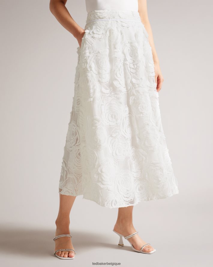 être Ted Baker femmes louelaa jupe midi à plis blanc FR8J42241 vêtements