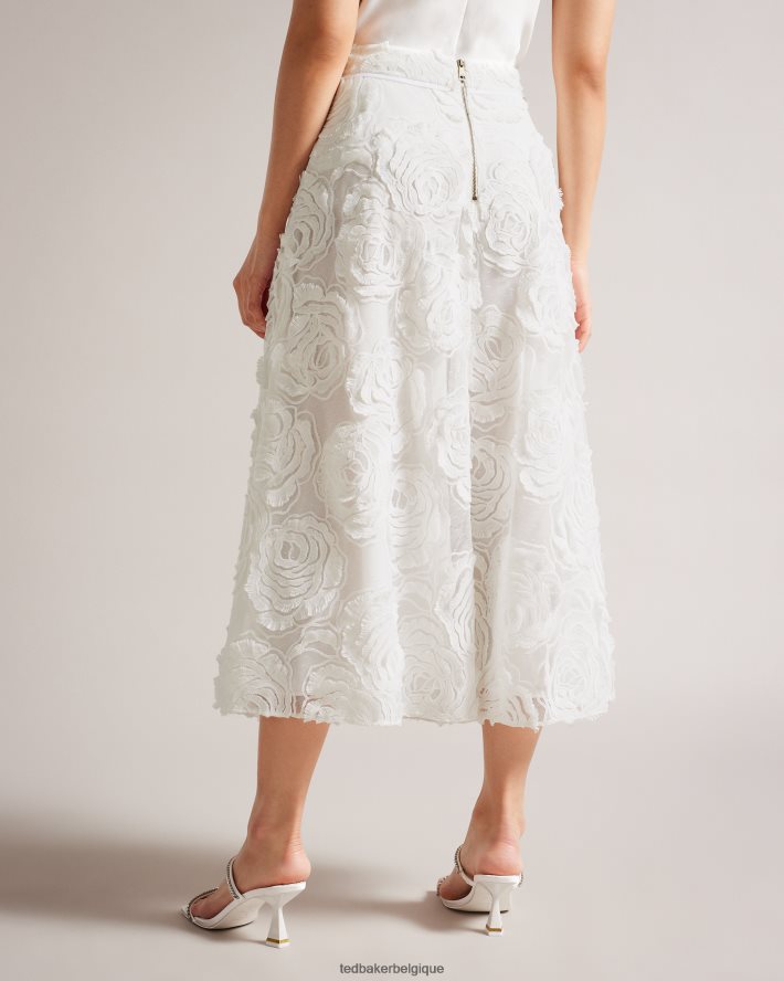 être Ted Baker femmes louelaa jupe midi à plis blanc FR8J42241 vêtements