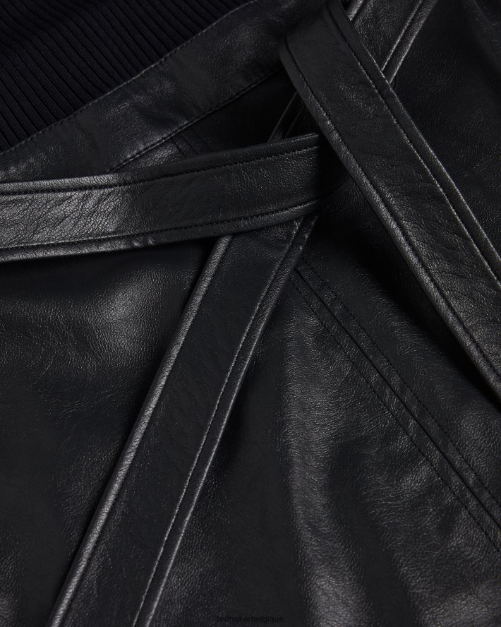 être Ted Baker femmes robe corsage en maille alltaa avec jupe en cuir noir FR8J42129 vêtements