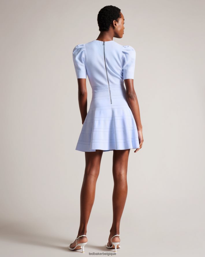 être Ted Baker femmes robe à manches bouffantes en velours avec jupe technique bleu bébé FR8J42184 vêtements