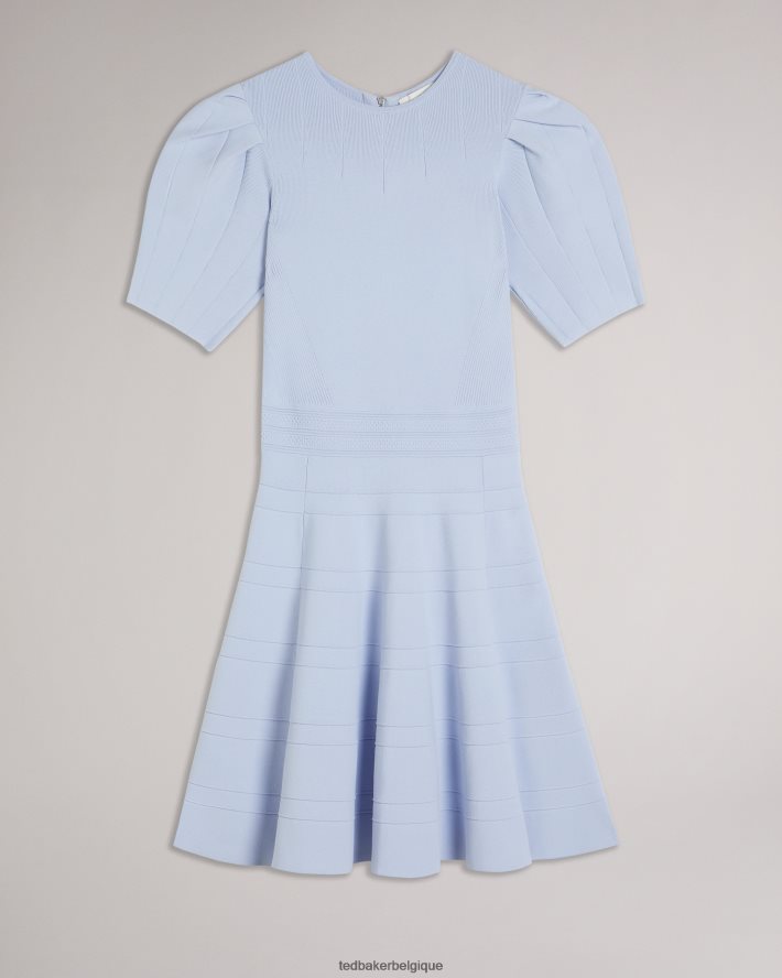 être Ted Baker femmes robe à manches bouffantes en velours avec jupe technique bleu bébé FR8J42184 vêtements