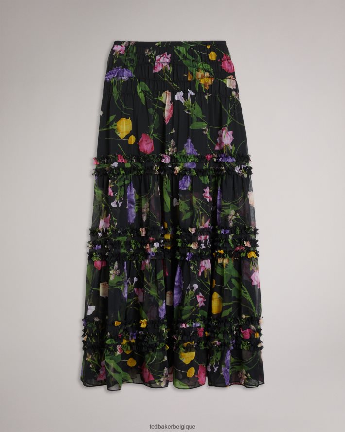 être Ted Baker femmes thieaa - jupe mi-longue à volants et à micro volants noir FR8J42148 vêtements