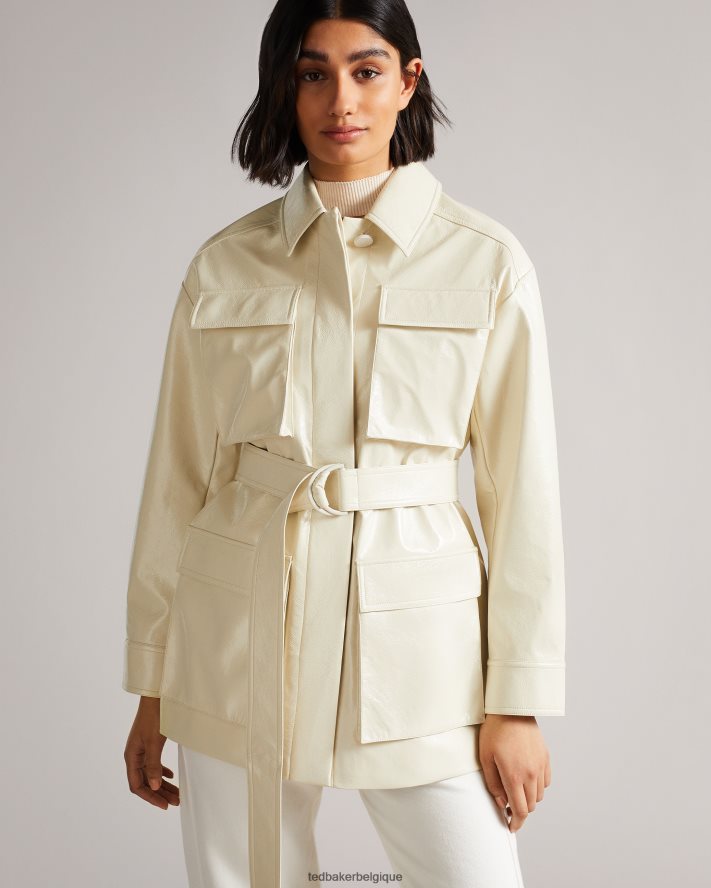 être Ted Baker femmes Foziey - Veste militaire en vinyle texturé Ivoire FR8J42569 vêtements