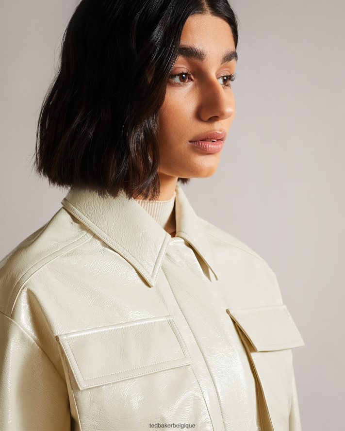 être Ted Baker femmes Foziey - Veste militaire en vinyle texturé Ivoire FR8J42569 vêtements