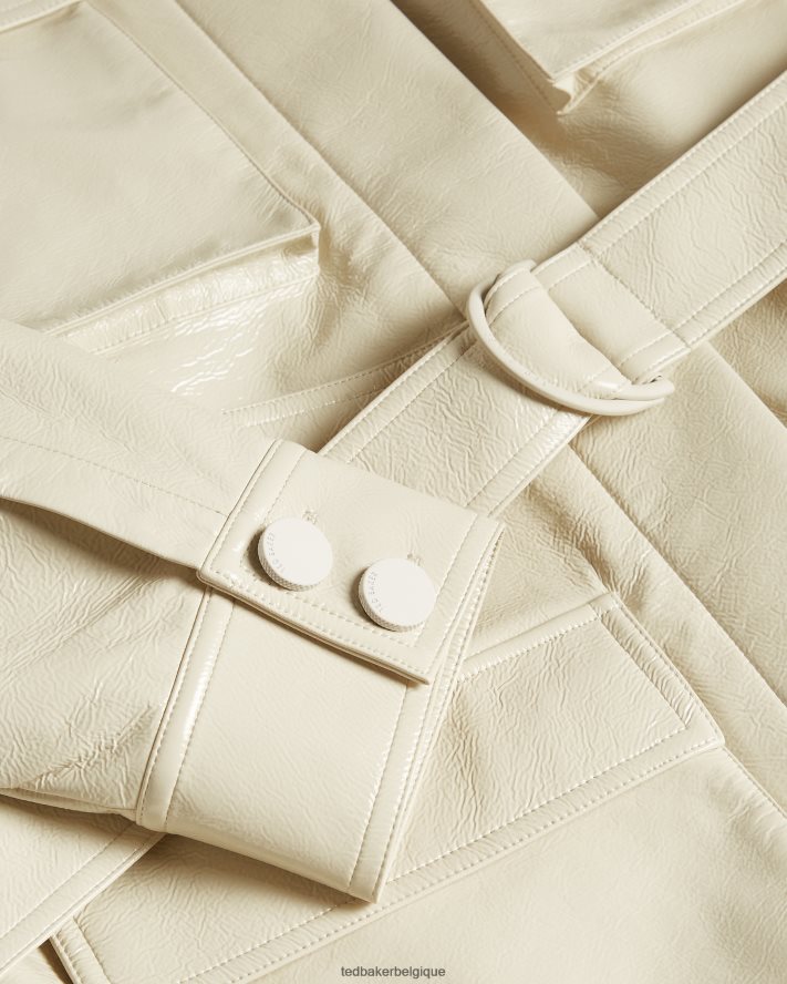 être Ted Baker femmes Foziey - Veste militaire en vinyle texturé Ivoire FR8J42569 vêtements