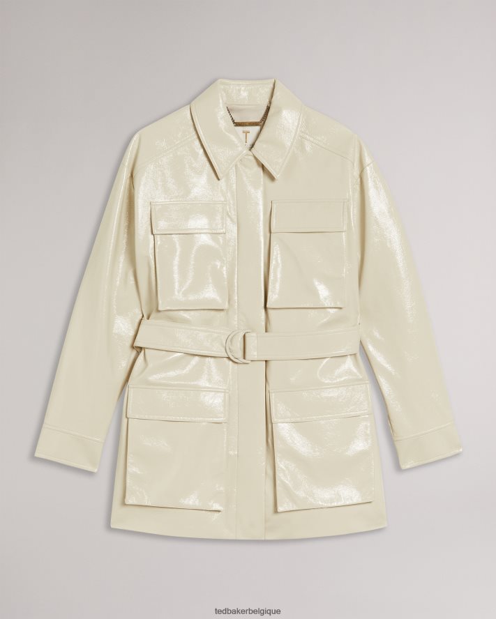 être Ted Baker femmes Foziey - Veste militaire en vinyle texturé Ivoire FR8J42569 vêtements