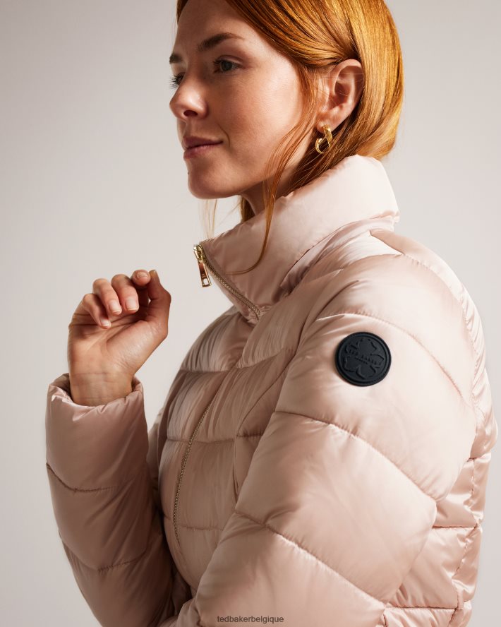 être Ted Baker femmes abbiiee doudoune ceinturée à capuche amovible rose sombre FR8J4245 vêtements