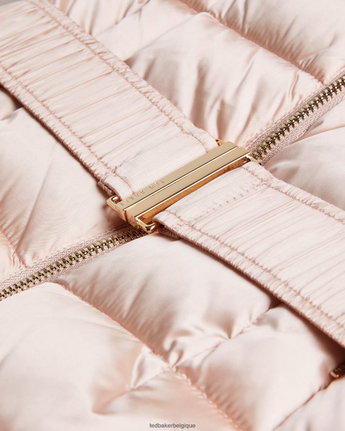 être Ted Baker femmes abbiiee doudoune ceinturée à capuche amovible rose sombre FR8J4245 vêtements