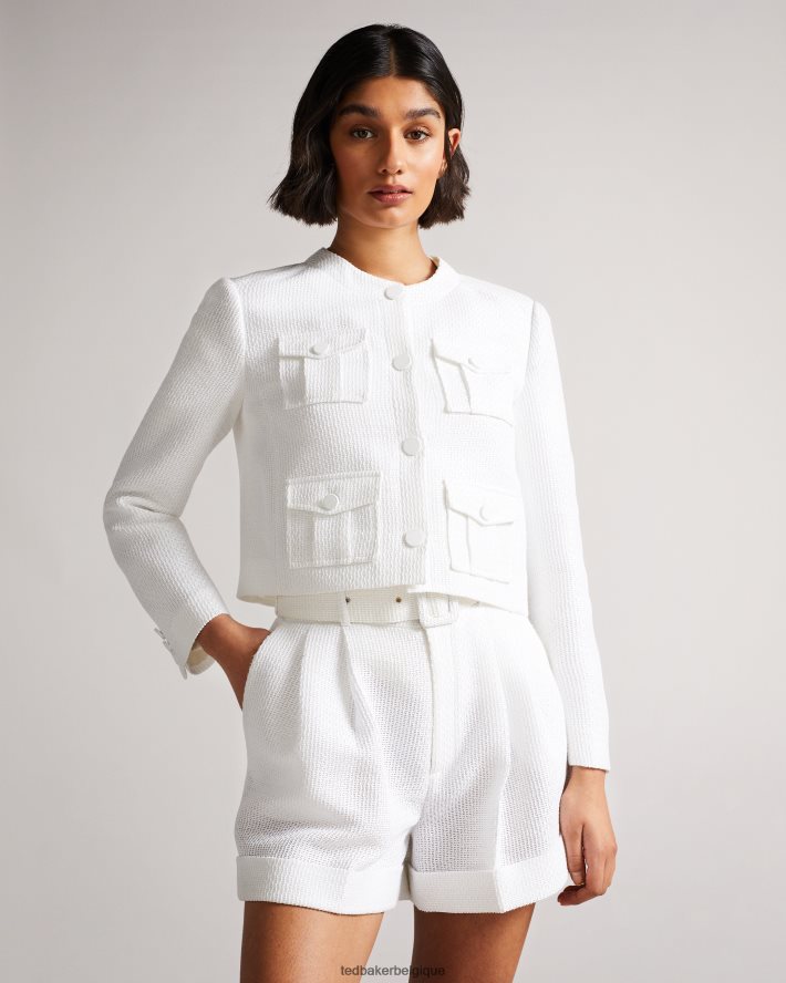 être Ted Baker femmes alera - veste cargo raccourcie blanc FR8J42225 vêtements