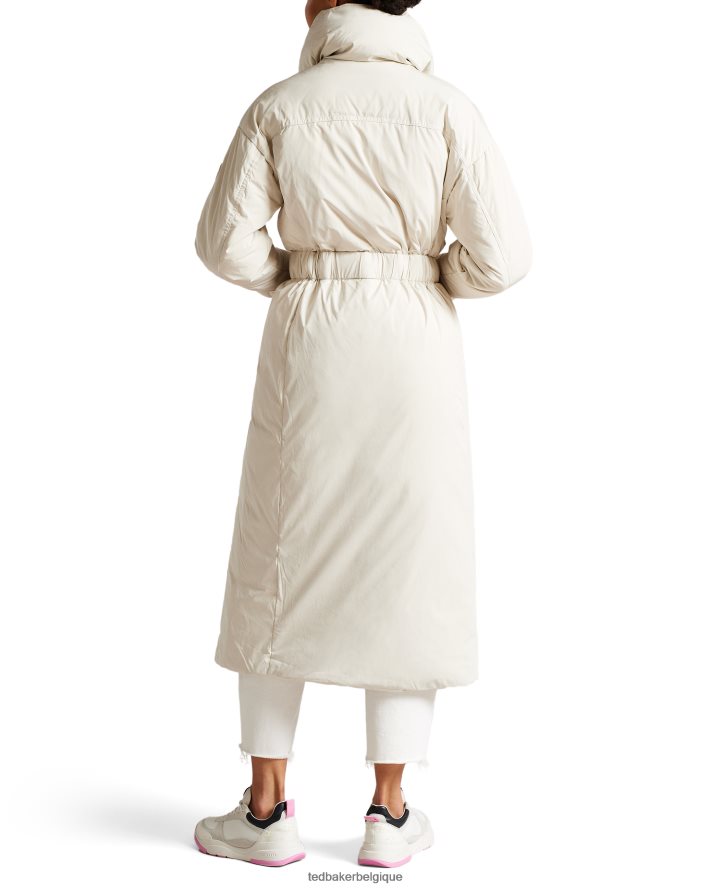être Ted Baker femmes aliccee - doudoune longue avec ceinture blanc FR8J42656 vêtements