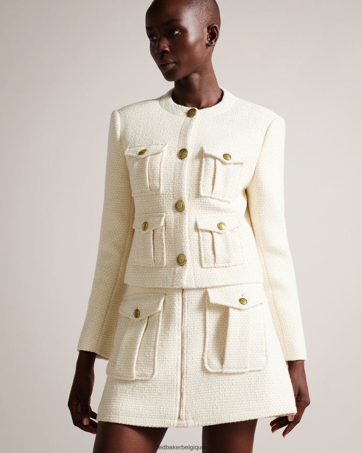 être Ted Baker femmes cremla - veste courte boutonnée en boucle naturel FR8J42126 vêtements